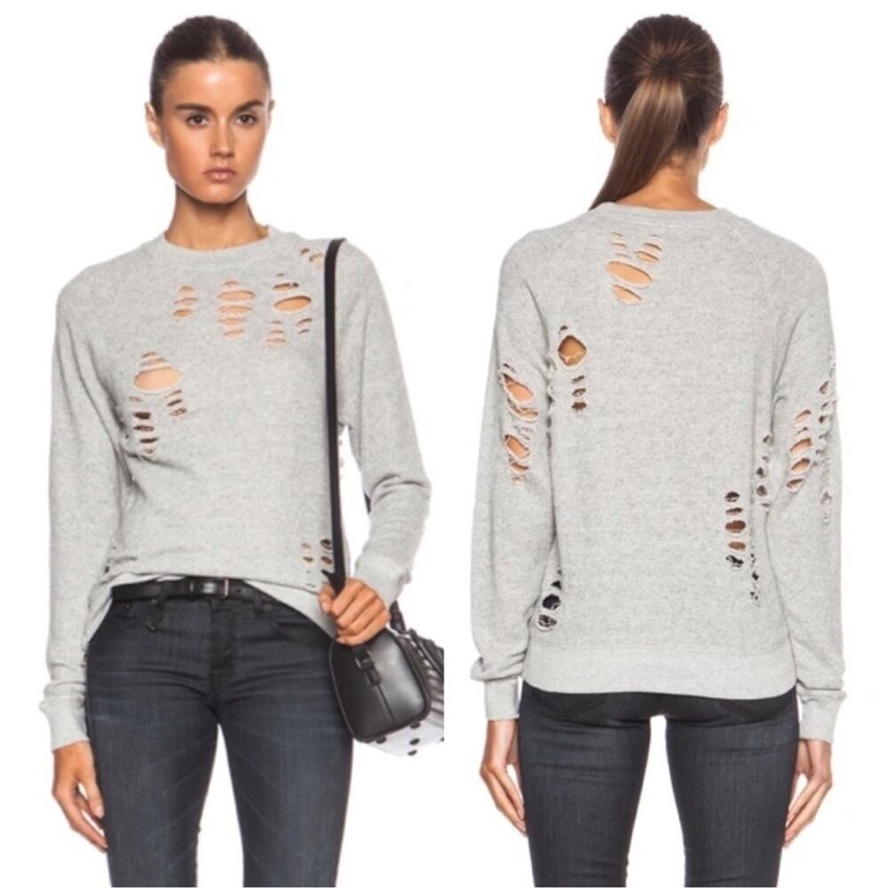 R-13 Barneys New York Women's Distressed Sweatshirt Street wear luxury